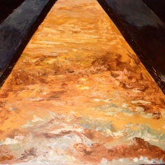 Water Gardens at the Museum 30 x 24 oil  - Artist Louis A Garcia