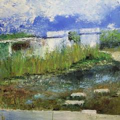 Oso Bay Wetlands Preserve Trail 12" x 12" Oil on Canvas